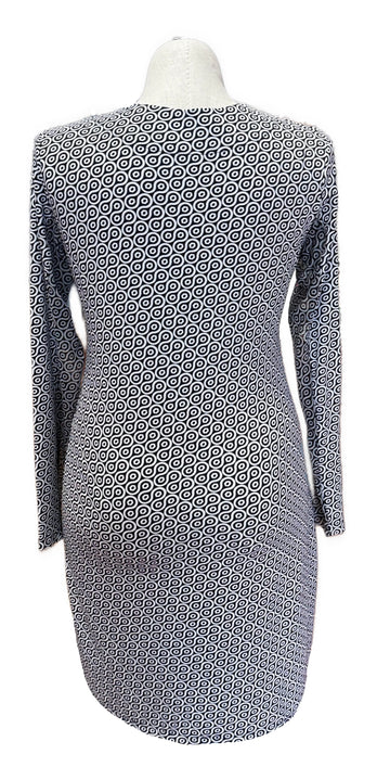 Ibkul Crew V-neck Dress  - Black/White Size L MSP$118 - 0