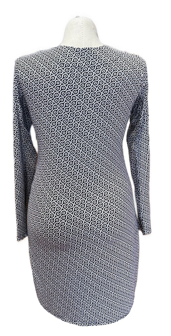 Ibkul Crew V-neck Dress  - Black/White Size L MSP$118