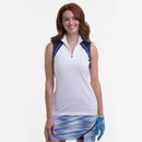 New EP NY Women's Sleeveless Convertible Collar Golf Polo - White Multi MSP$80-1