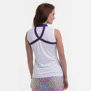New EP NY Sleeveless Split Zip Mock Golf Polo - White Multi- MSP$80-2