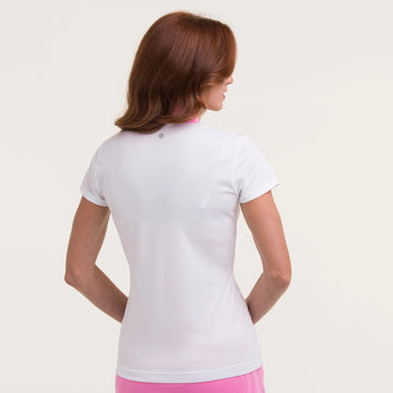 New EP NY Cap Sleeve Zip Mock Golf Polo - White Mulți MSP$88 - 0