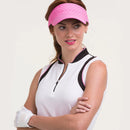 New EP NY Sleeveless Zip Mandarin Collar Golf Polo - White/Black MSP$80-3