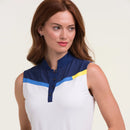 New EP NY Sleeveless Split Mock Golf Polo w/ Mesh - White/Navy/Yellow MSP$80-1