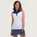 New EP NY Sleeveless Split Mock Golf Polo w/ Mesh - White/Navy/Yellow MSP$80-2