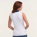 New EP NY Sleeveless Split Mock Golf Polo w/ Mesh - White/Navy/Yellow MSP$80-3