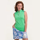 New EP NY Green Sleeveless Zip Mock Golf Polo w/ Ladder Detail MSP$80-1