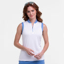 New EP NY Mandarin Colllar Zip Golf Polo - White Multi MSP$80-1