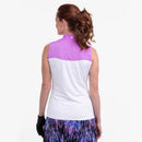 New EP NY Sleeveless Zip Mock Golf Polo w/ Sweetheart Yoke - White/Purple MSP$80-3