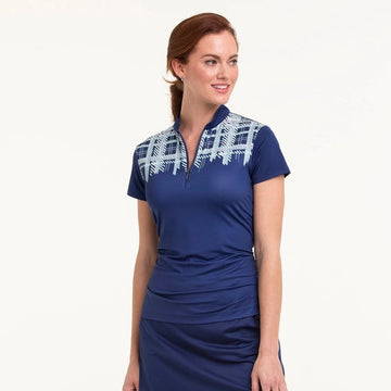 New EP NY Cap Sleeve Mandarin Collar Golf Polo -Navy MSP$88