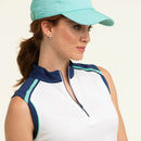 New EP NY Sleeveless Zip Mock Golf Polo - White/Navy/Aqua MSP$80-2