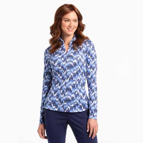 New EP NY Bargelp Print Long Sleeve Zip Golf Polo MSP$97