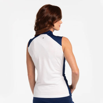New EP NY Sleeveless Paisley Contrast Polo -White Multi MSP$84 - 0