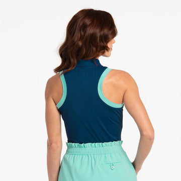 New EP NY Sleeveless Contrast Trim Racer Back Golf Polo - Navy MSP$80 - 0
