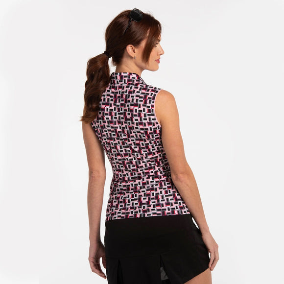 New EP NY Clean Line Geo Print Golf Polo MSP$84