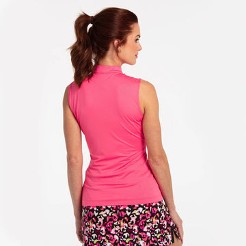 New EP NY Sleeveless Mandarin Collar Golf Polo - Ruby Peach MSP$80 - 0