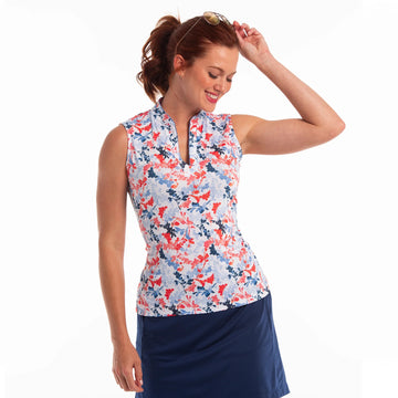 New EP NY Sleeveless Vine Floral Print Golf Polo MSP$84