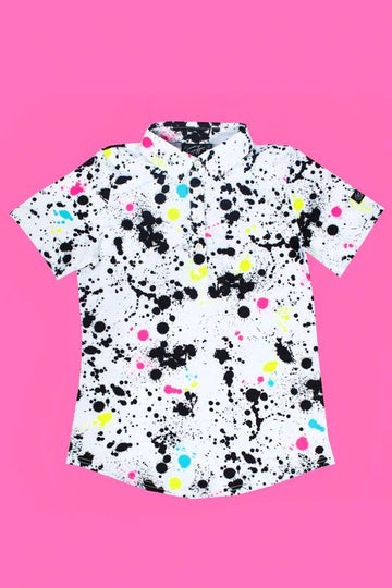 New Sunday Swagger Splatter Short Sleeve Polo Size L