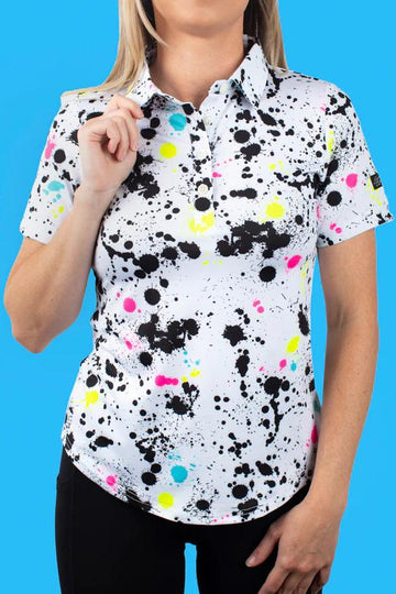 New Sunday Swagger Splatter Short Sleeve Polo Size L - 0