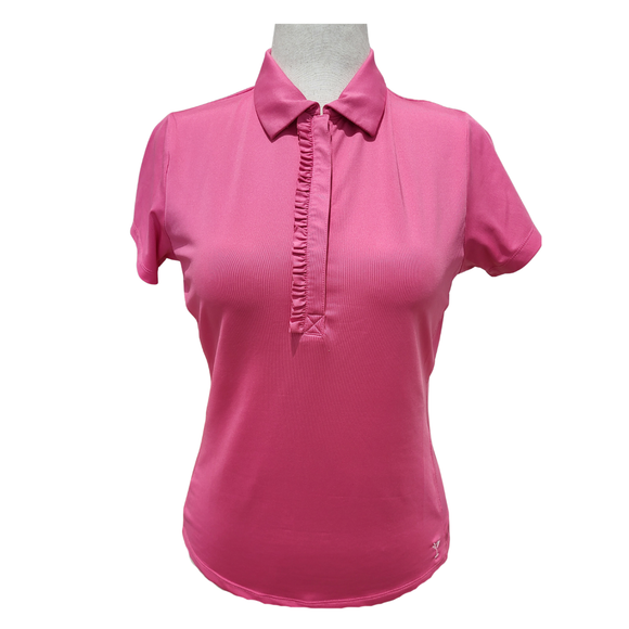 Golftini Pink Polo w/ Ruffle Placket Size M MSP $72