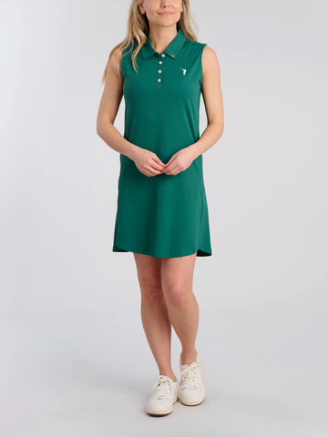 New William Murray Classic Sleeveless Polo Golf Dress - Green MSP$92