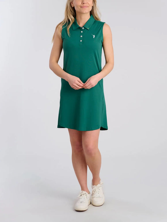 New William Murray Classic Sleeveless Polo Golf Dress - Green MSP$92