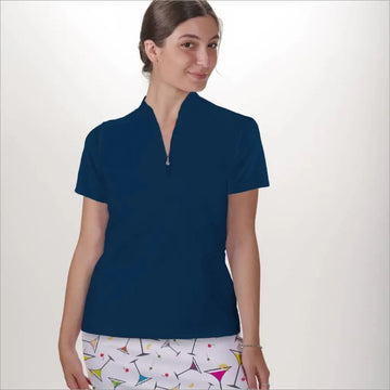 New Skort Obsession Women's Navy Zip Golf Polo