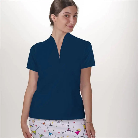 New Skort Obsession Women's Navy Zip Golf Polo