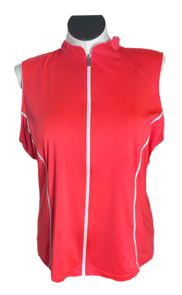 Tail White Label Women's Bright Coral Full-zip Sleeveless Golf Top Size XXL