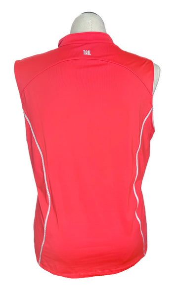 Tail White Label Women's Bright Coral Full-zip Sleeveless Golf Top Size XXL - 0