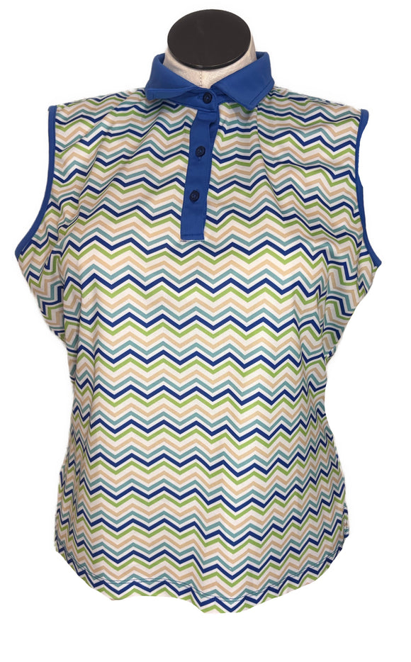 Monterey Club Sleeveless Zig Zag Polo Size XL