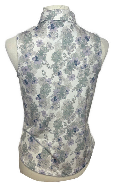 Bad Birdie Gray & Lilac Floral Sleeveless Polo Size S - 0
