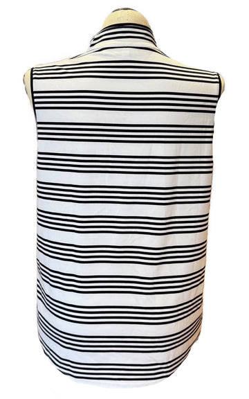 Chico's Navy & White Stripe Sleeveless Mock Top Size XL - 0