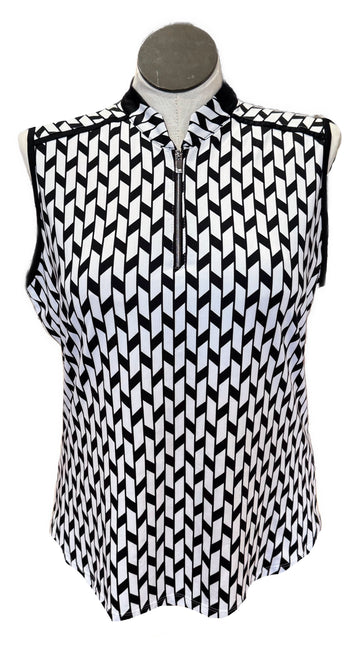 Tail White Label Women's Black & White Print Sleeveless Golf Top Size XXL