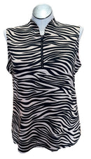 Tail Women's Tan & Black Zebra Print Sleeveless Golf Top Size XXL-1