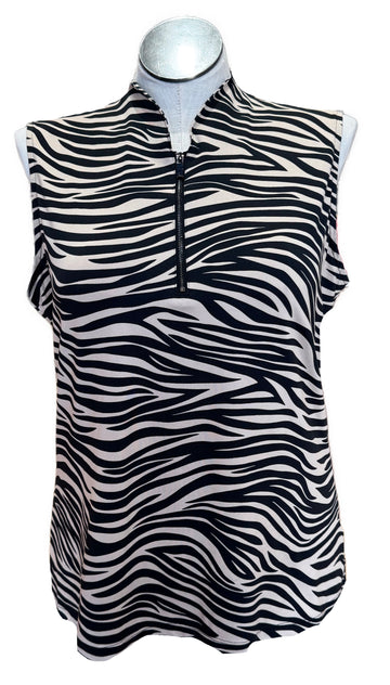 Tail Women's Tan & Black Zebra Print Sleeveless Golf Top Size XXL
