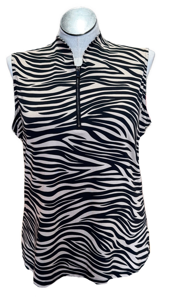 Tail Women's Tan & Black Zebra Print Sleeveless Golf Top Size XXL