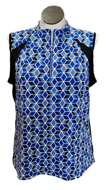Tail Women's Blue & Black Geometric Print Sleeveless Golf Top Size XXL