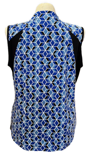 Tail Women's Blue & Black Geometric Print Sleeveless Golf Top Size XXL - 0