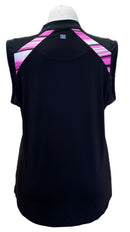 Tail Women's Black Sleeveless Golf Top w/Pink Striped Inserts Size XXL-2