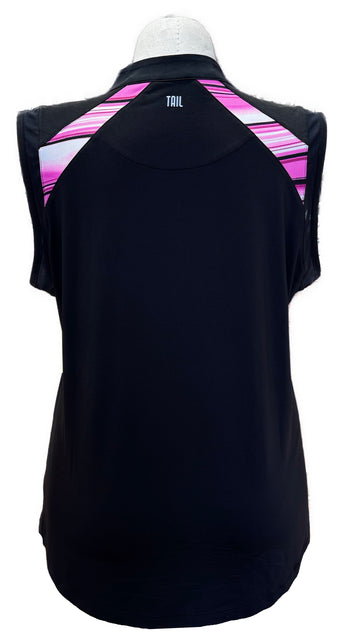 Tail Women's Black Sleeveless Golf Top w/Pink Striped Inserts Size XXL - 0