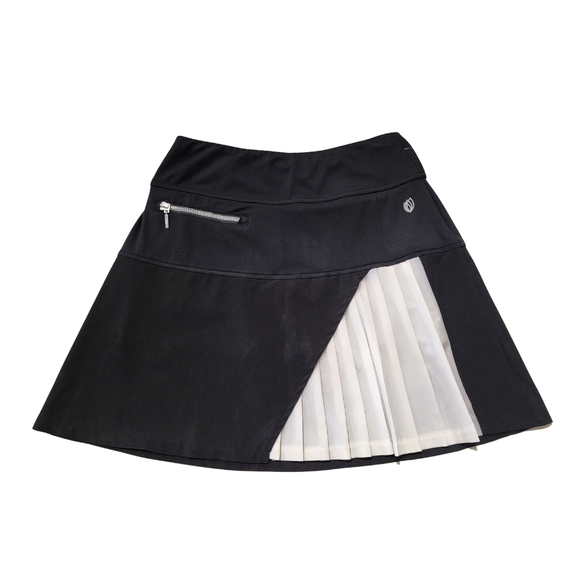 GGBlue Black Skort White Asymmetrical Pleats Size XS