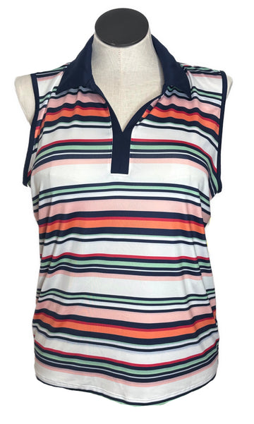 Izod Golf Multicolored Horizontal Stripe Sleeveless Size XL