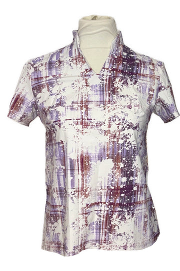 Foray Golf Women's White & Purple Print Short Sleeve Golf Polo Size XS MSP$120