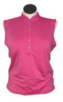 Daily Sports Pink Sleeveless Polo w/ Ruffle Collar Size XL-1