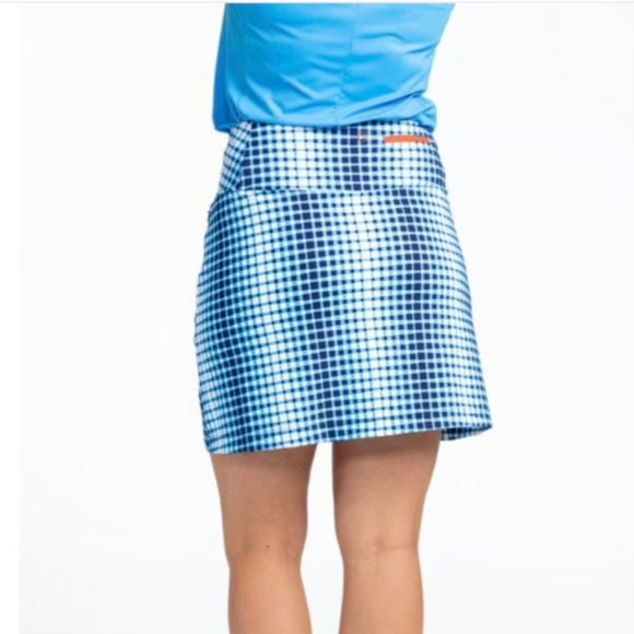 New Kinona Sport Summer Sass Golf Skort - Ocean Plaid Size L $138
