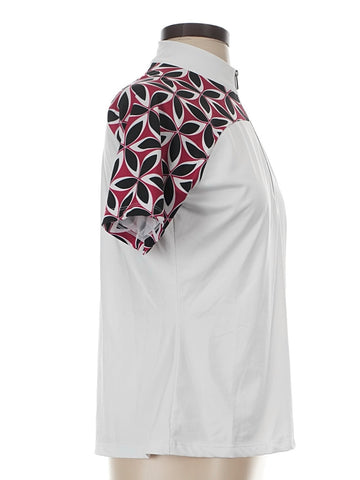 Tail Women's White Short Sleeve Golf Top w/ Maroon & Black Inserts Size S - 0