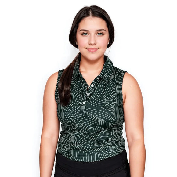 New Women's 2Putt Bermuda Leaf Sleeveless Golf Polo MSP$65