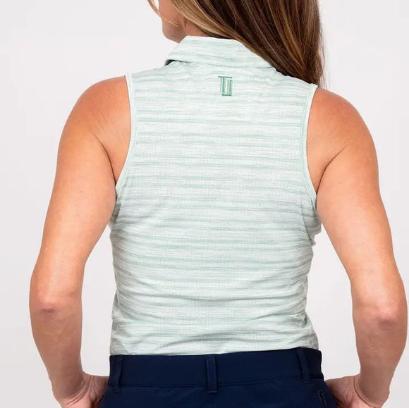 New TJ Sport Lined Up Sleeveless Golf Polo- Green Size S