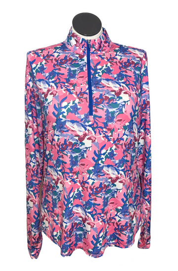 Jofit Pink Floral Camo Mock Pullover Size XL