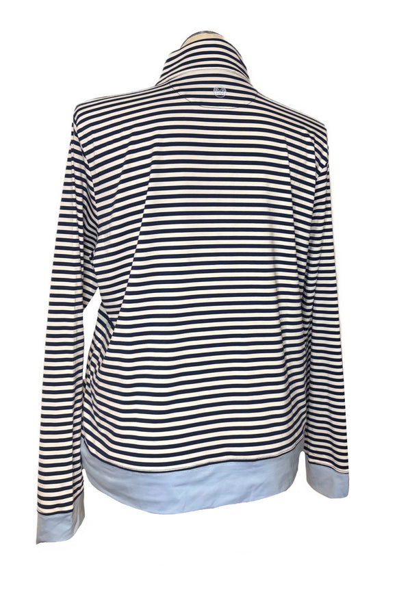 Renwick Navy & White Striped Pullover w/ Periwinkle Trim Size XXL